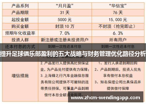 提升足球俱乐部盈利的五大战略与财务管理优化路径分析 提升足球俱乐部盈利的五大战略与财务管理优化路径分析